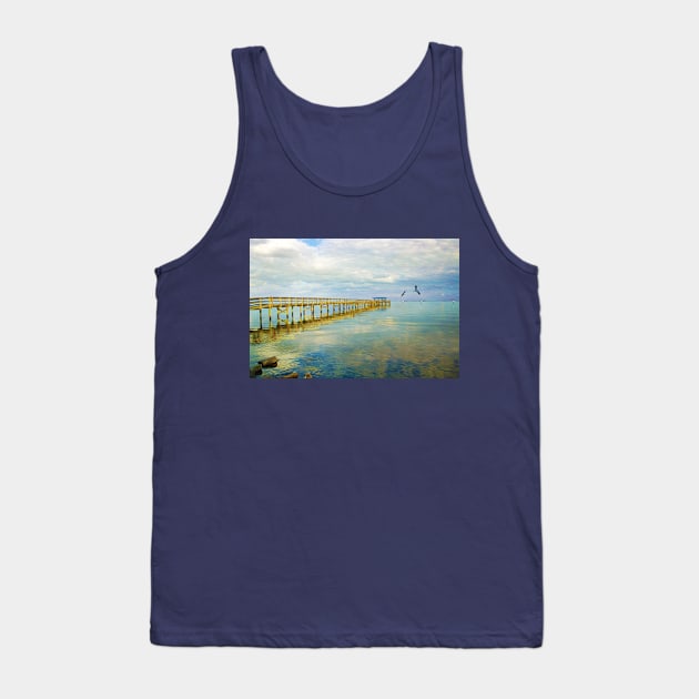 Florida Harbor Pier at Dusk Tank Top by lauradyoung